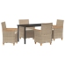 Conjunto de Comedor de Jardín  de 5 Piezas con Cojines Beige Poliratán
