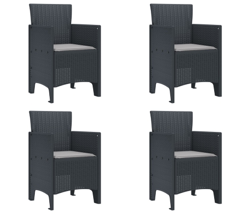 Juego de Comedor de Jardín de 5 Piezas con Cojines Anthracite Poly Rattan