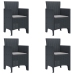 Juego de Comedor de Jardín de 5 Piezas con Cojines Anthracite Poly Rattan
