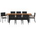 Set de comedor de jardín de 9 piezas  negro de poli ratán