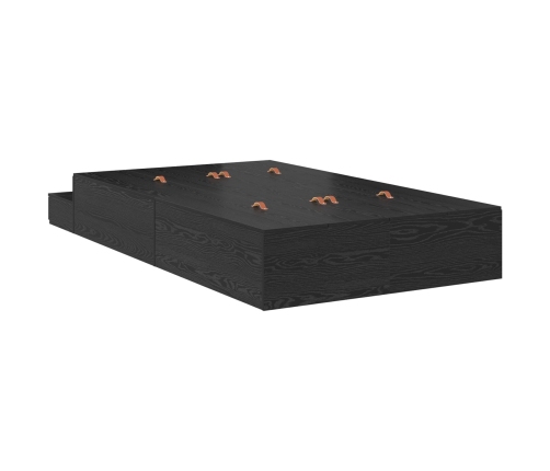 Estructura de Cama de Almacenamiento  Roble negro Madera Sólida