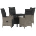 Set de Comedor de Jardín de 5 Piezas con Cojines Gris Polirratán