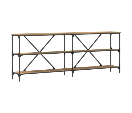 Mesa Consola  Roble Artesano 200x30x75 cm Madera Ingenierizada y Acero