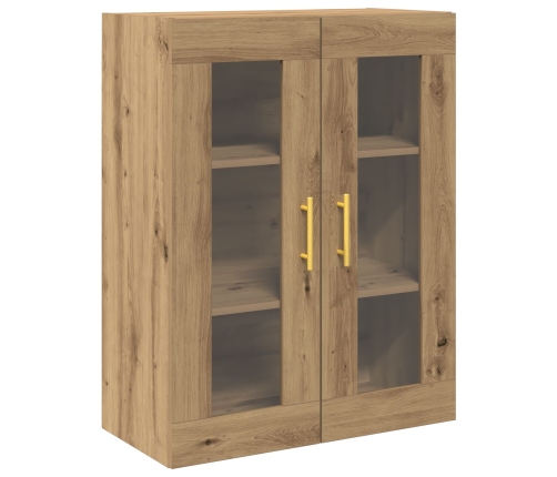 Armario de pared con puertas de vidrio en roble artesano 69,5x34x90 cm