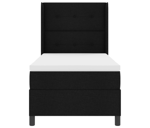 Cama Box Spring  con Colchón y LED Negro 90x200 cm Tela