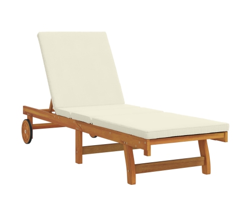 Sillón de sol con ruedas de , mesa y cojín de madera de acacia maciza