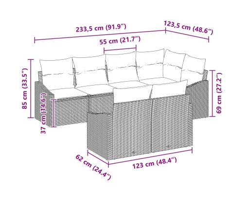 Conjunto de Sofá de Jardín  7 Piezas Negro