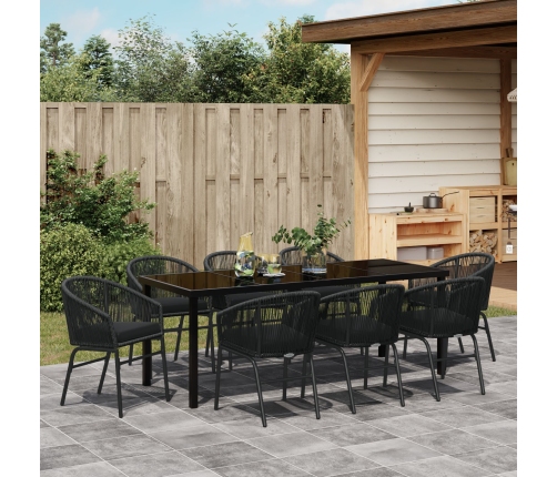 Set de comedor de jardín  de 9 piezas negro de poliratán