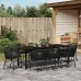 Set de comedor de jardín  de 9 piezas negro de poliratán