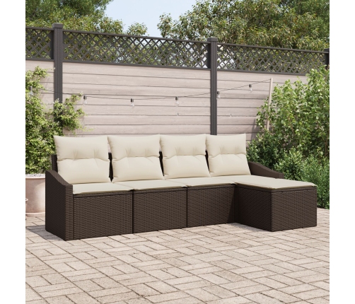 Conjunto de Sofá de Jardín  Set de 5 Marrón Ratán