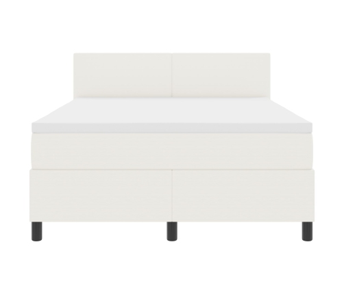 Cama con somier  con colchón y LED crema 160x200 cm Tela de corduroy