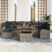 Conjunto de Jardín de 8 Piezas  con Cojines Gris Poly Ratán Acacia