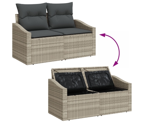 Conjunto de Comedor de Jardín de 7 Piezas con Cojines de Ratán Gris