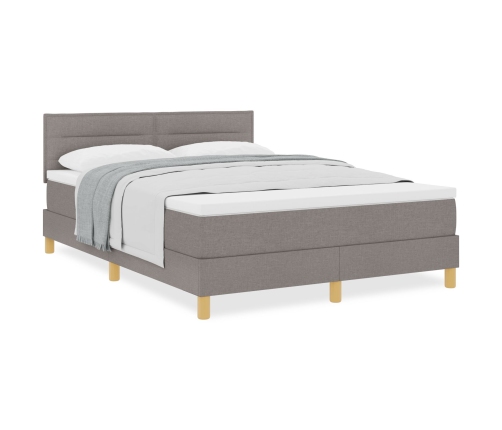Cama con Resorte  con Colchón Taupe 140x200 cm Tela