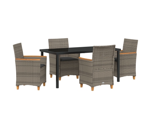 Conjunto de Comedor de Jardín  de 5 Piezas con Cojines Gris Poliratán