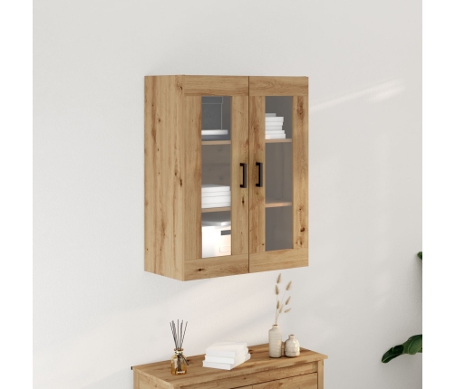 Gabinete Suspendido con Puertas de Vidrio Roble Artesanal 69.5x34x90 cm