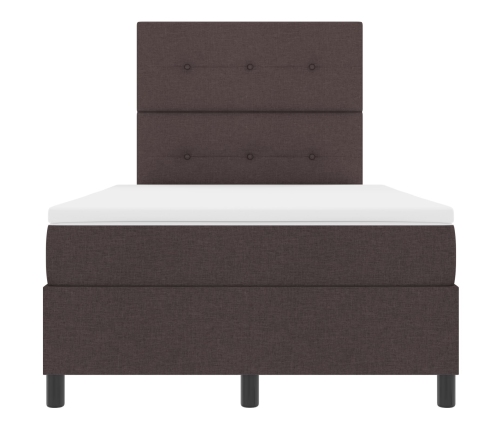 Cama con Base Resorte  con Colchón Marrón Oscuro 120x200 cm Tela