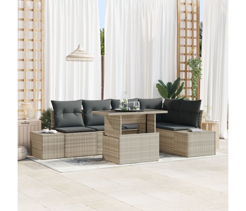Juego de sofá para jardín  6 piezas Beige, Gris