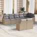 Conjunto de Comedor de Jardín de 8 Piezas con Cojines Beige Poliratán
