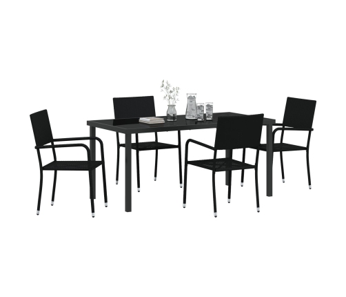 Conjunto de Comedor Jardín de 5 Piezas Black Poly Rattan