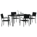 Conjunto de Comedor Jardín de 5 Piezas Black Poly Rattan