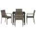 Conjunto de Comedor de Jardín  5 Piezas con Cojines Gris Poliratán