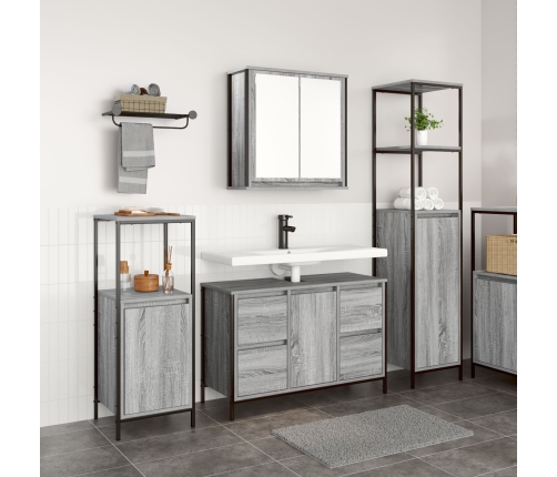 Conjunto de muebles de baño de 3 piezas  en madera elaborada gris sonoma