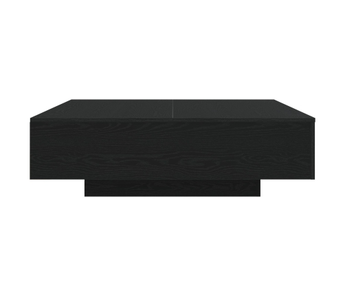 Mesa de café  con luces LED Madera de roble negra 100x100x31 cm