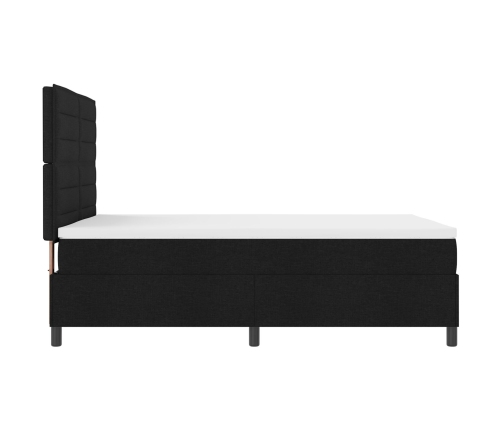 Cama con Base de Muelles y Colchón Negra 140x200 cm Tela