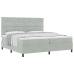 Cama Box Spring  con Colchón Gris Claro 200x200 cm Terciopelo