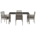 Conjunto de Comedor de Jardín de 5 Piezas con Cojines Gris de Poliratán