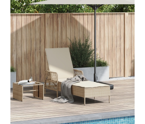Tumbona Beige y blanco crema Ratán PE 157 x 55 x 92 cm Plegable