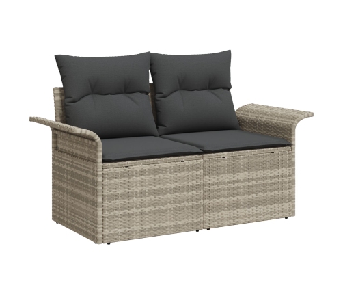 Set de Sofá Jardín  10 Piezas Cojines Gris Claro Poliratán