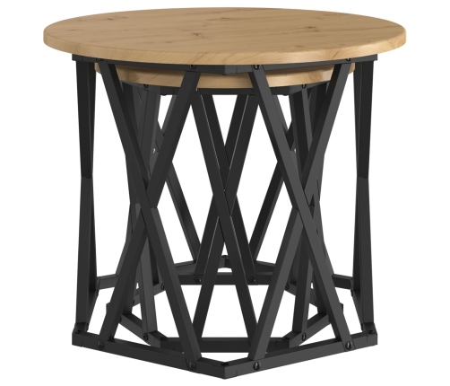 Mesas Laterales Anidadas 2 pcs de Madera de Roble Artisan