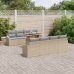 Juego de Comedor de Jardín de 9 Piezas con Cojines Beige Poliratán Acacia