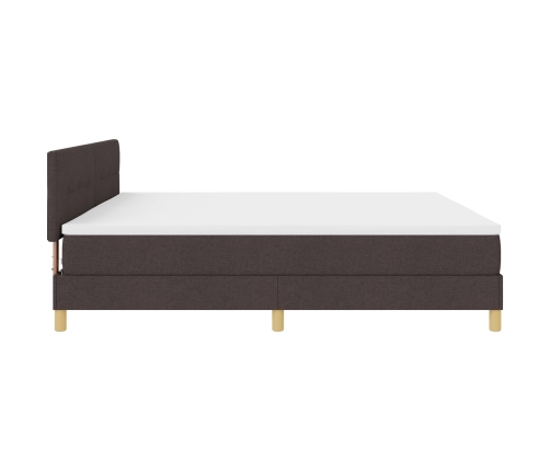 Cama Box Spring  con Colchón & LED Marrón Oscuro 200x200 cm Tela