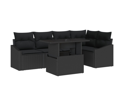 Juego de Sofás de Jardín  Set de 6 Negro Polietileno de Ratán