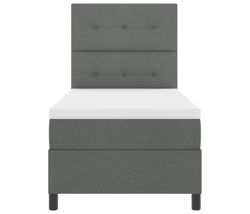 Cama de Base de Resorte  con Colchón Gris Oscuro 100x200 cm Tela