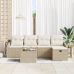 Conjunto de Sofá de Jardín de 6 Piezas con Cojines Beige Ratan Polimérico