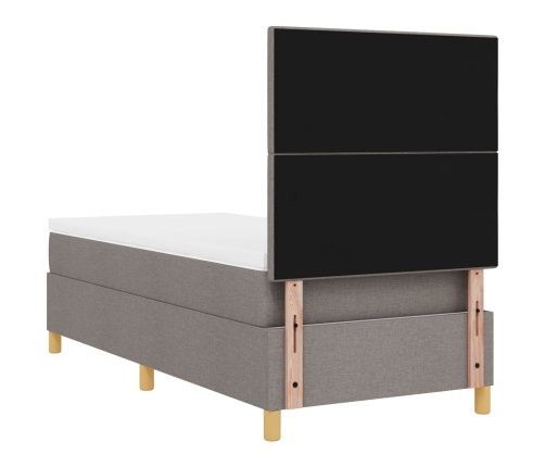 Cama Base Tapizada con Colchón Taupe 100x200 cm Tela