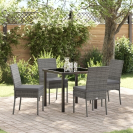 Conjunto de Comedor de Jardín  de 5 Piezas Gris Poliratán
