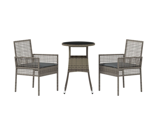 Juego de Comedor de Jardín de 3 Piezas Gris Ratán Sintético