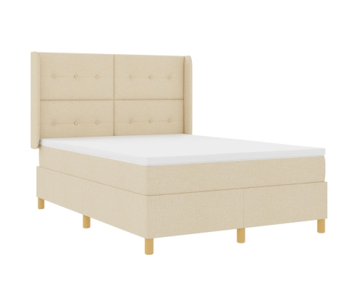 Cama Box Spring  con colchón y LED Crema 160x200 cm Tela