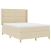 Cama Box Spring  con colchón y LED Crema 160x200 cm Tela