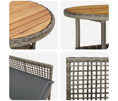 Conjunto de Muebles de Comedor  Conjunto de 5 Gris Ratán, Vidrio