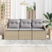 Conjunto de Sofá de Jardín de 3 Piezas con Cojines Beige Ratán Poliéster