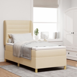 Cama con somier de  y colchón Crema 90x190 cm Tela