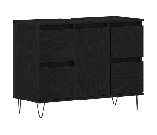 Mueble para lavabo de baño  Negro Roble 80x33x60 cm Madera elaborada
