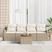 Conjunto de Sofás de Jardín de 5 Piezas con Cojines Beige Ratán Poliéster Acacia