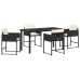 Set de Comedor de Jardín de 5 Piezas con Cojines de Rattan Poliéster Negro
